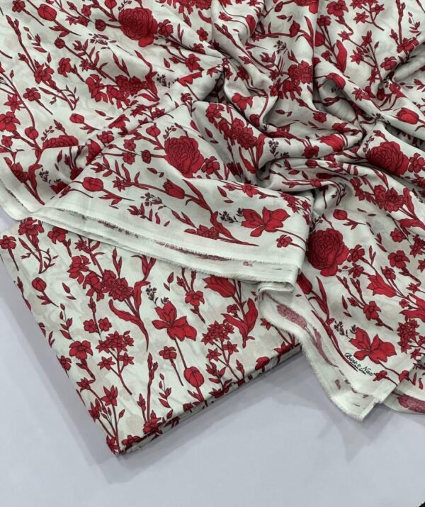 2-Piece Unstitched Printed Lawn Suit | Colour-White
