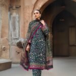 women wear Asim Jofa Lawn Fabric 3 Piece Suit | Colour-Nile Blue