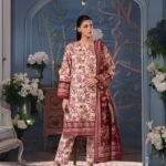 women wear Iznik Lawn 3 Piece Suit | Colour-Peach