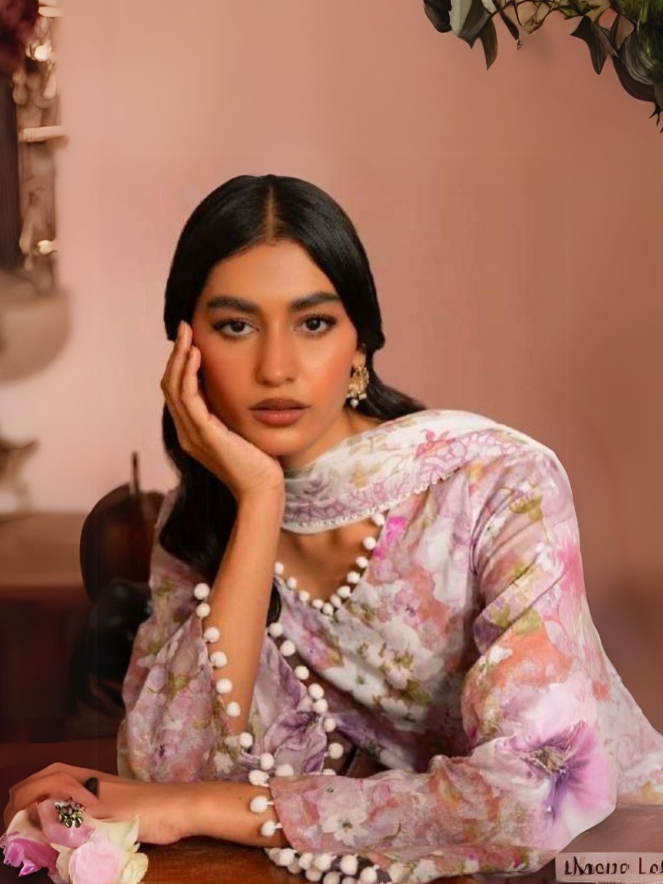 women wear Jazmin Lawn 3 Piece Suit | Colour- Pink