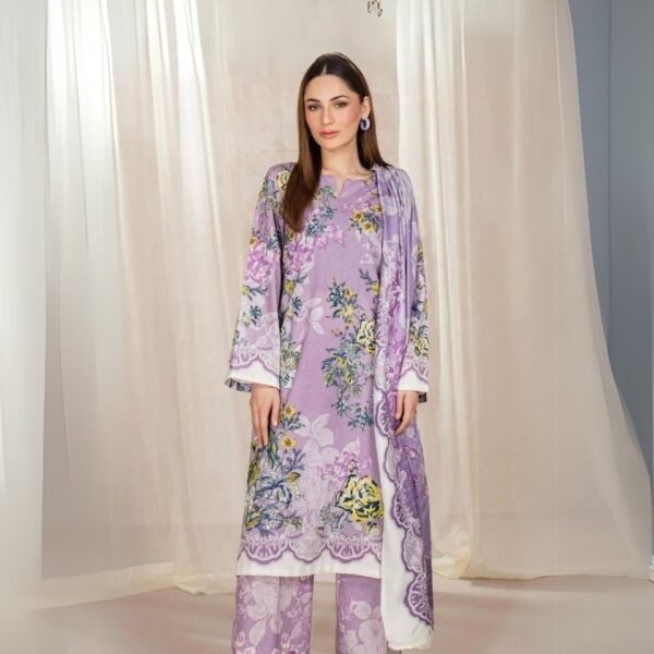 women wear Jazmin Lawn 3 Piece Suit | Colour-Purple