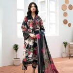 women wear Sapphire Signature 3 Piece Digital Print Lawn | Colour-Green Mist