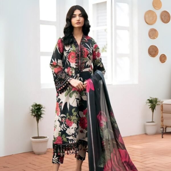 women wear Sapphire Signature 3 Piece Digital Print Lawn | Colour-Green Mist
