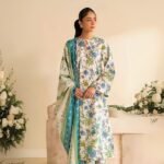 women wear Maria.B. Premium Lawn 3 Piece Suit | Colour-White