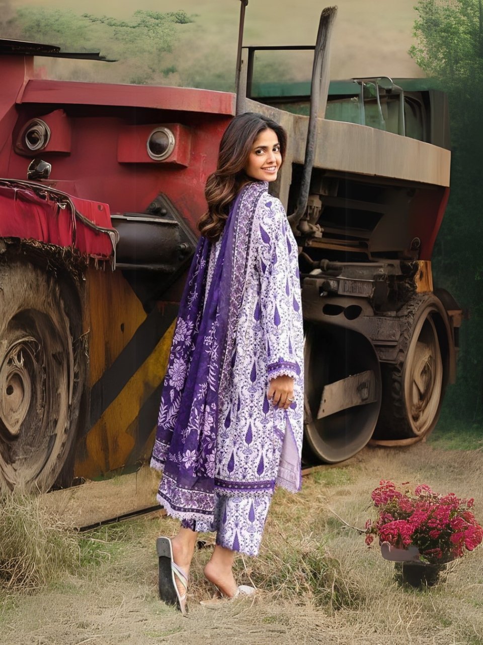 women wear Asim Jofa Lawn Fabric 3 Piece Suit | Colour-White women wear Asim Jofa Lawn Fabric 3 Piece Suit | Colour-White