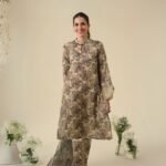 women wear Jazmin Lawn 3 Piece Suit | Colour-Light Brown
