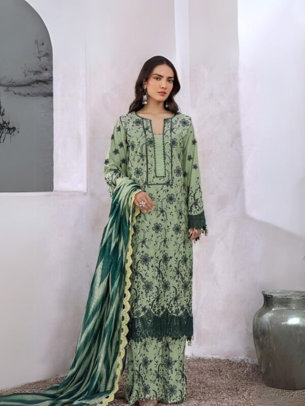 women wear Sapphire Signature 3 Piece Digital Print Lawn | Colour-Green