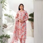 women wear Iznik Lawn 3 Piece Suit | Colour-Pinkish Grey