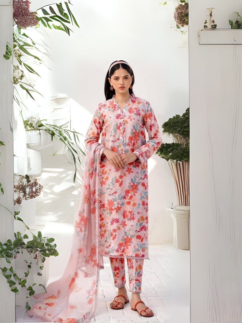 women wear Iznik Lawn 3 Piece Suit | Colour-Pinkish Grey women wear Iznik Lawn 3 Piece Suit | Colour-Pinkish Grey