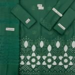 Bint-e-Naz Embroidered Unstitched 3 Piece Suit in Green Pea