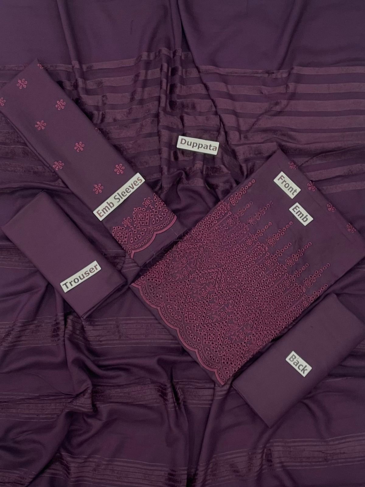 Bint-e-Naz Embroidered Unstitched 3 Piece Suit in Plum Purple