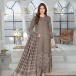 Women wear Bint-e-Naz Embroidered Suit in Pine Cone