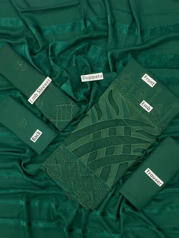Bint-e-Naz Embroidered Unstitched 3 Piece Suit in Evergreen