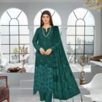 Women wear Bint-e-Naz Embroidered Suit in Aqua Deep