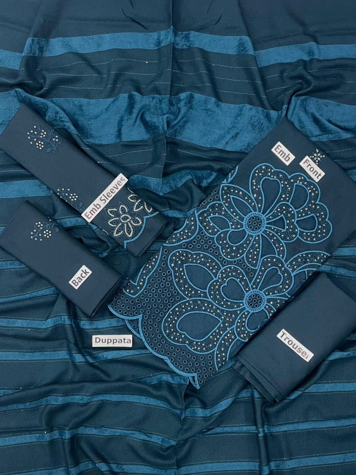 Bint-e-Naz Embroidered Unstitched 3 Piece Suit in Slate Blue Bint-e-Naz Embroidered Unstitched 3 Piece Suit in Slate Blue