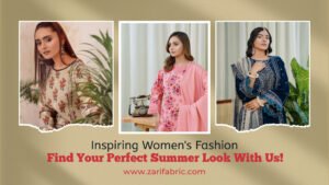 A promotional banner for women's summer fashion featuring the text 'Inspiring Women's Fashion' and 'Find Your Perfect Summer Look With Us!