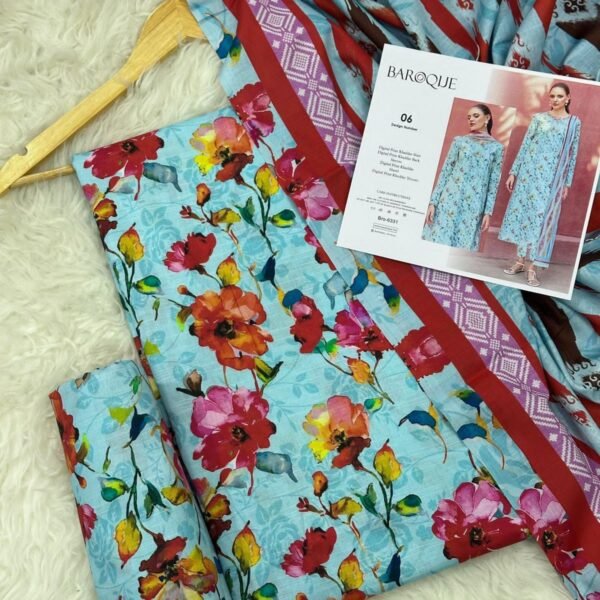 Baroque Khaddar Unstitched 3 Piece Suit in Cloudy Blue