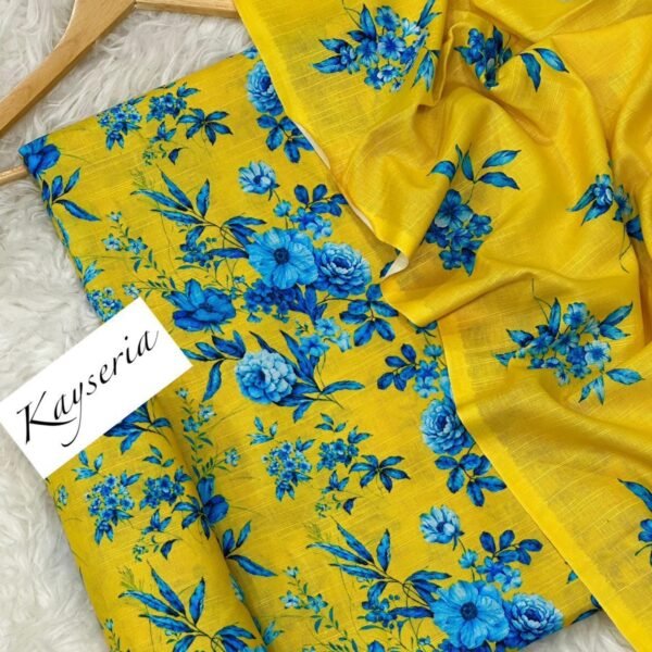Kayseria Khaddar Unstitched 3 Piece Suit in Dark Yellow
