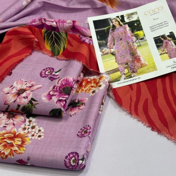 Zara Shahjahan Khaddar Unstitched 3 Piece Suit in Grey Pink