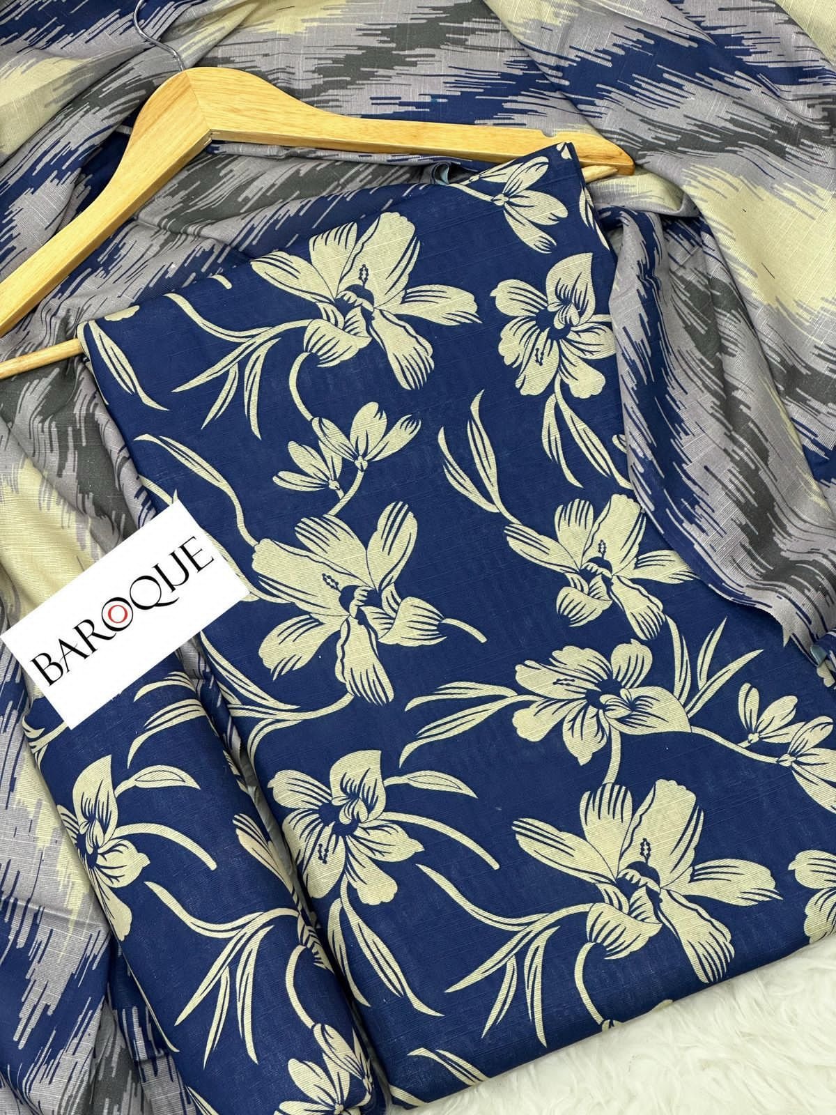 Khaddar Unstitched 3 Piece Suit in Nile Blue Baroque Khaddar Unstitched 3 Piece Suit in Nile Blue