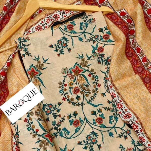 Baroque Khaddar Unstitched 3 Piece Suit in Grey Olive