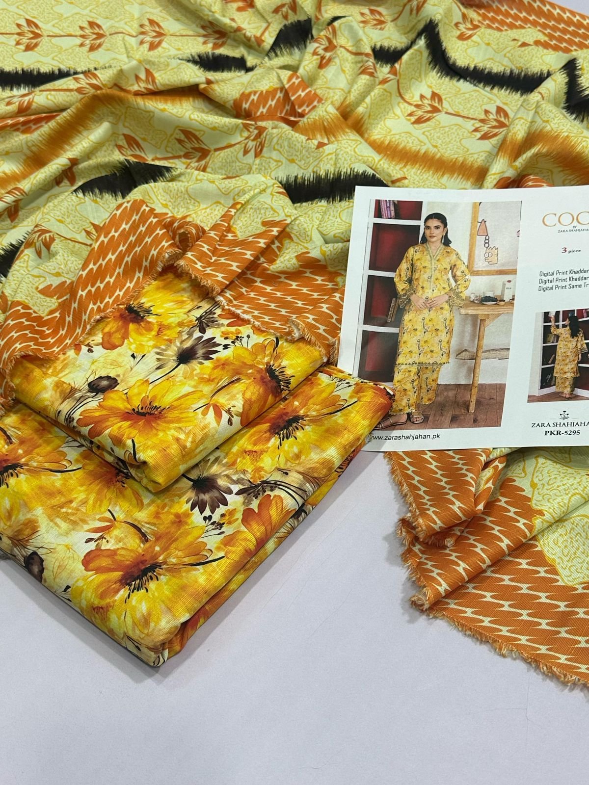 Khaddar Unstitched 3 Piece Suit in Mustard Yellow Zara Shahjahan Khaddar Unstitched 3 Piece Suit in Mustard Yellow