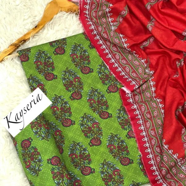 Kayseria Khaddar Unstitched 3 Piece Suit in Trendy Green