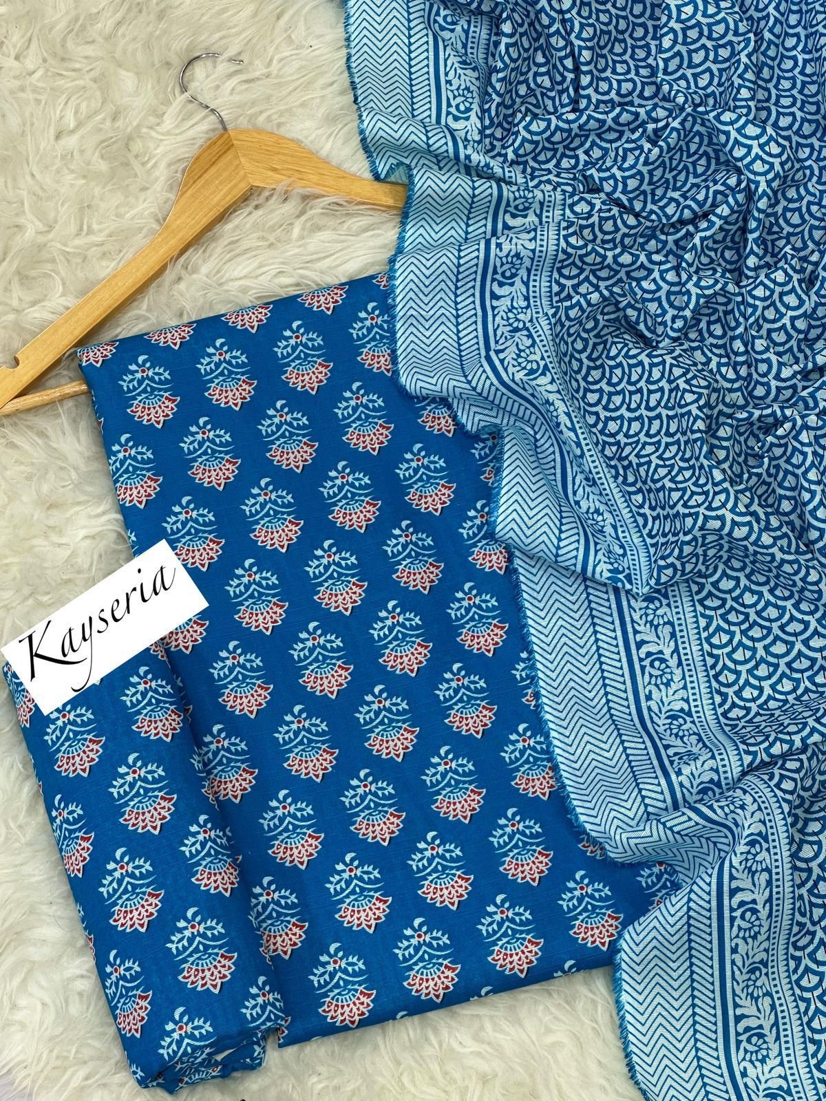 Khaddar Unstitched 3 Piece Suit in Deep Sea Blue Kayseria Khaddar Unstitched 3 Piece Suit in Deep Sea Blue