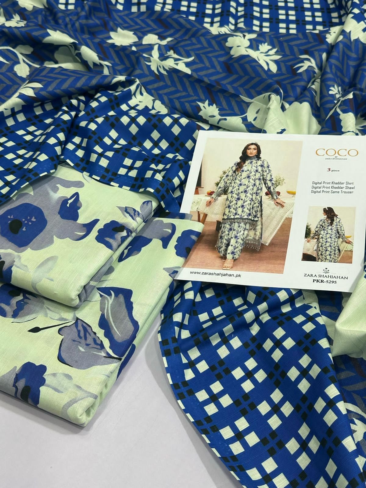 Zara Shahjahan Khaddar Unstitched 3 Piece Suit in Green Mist