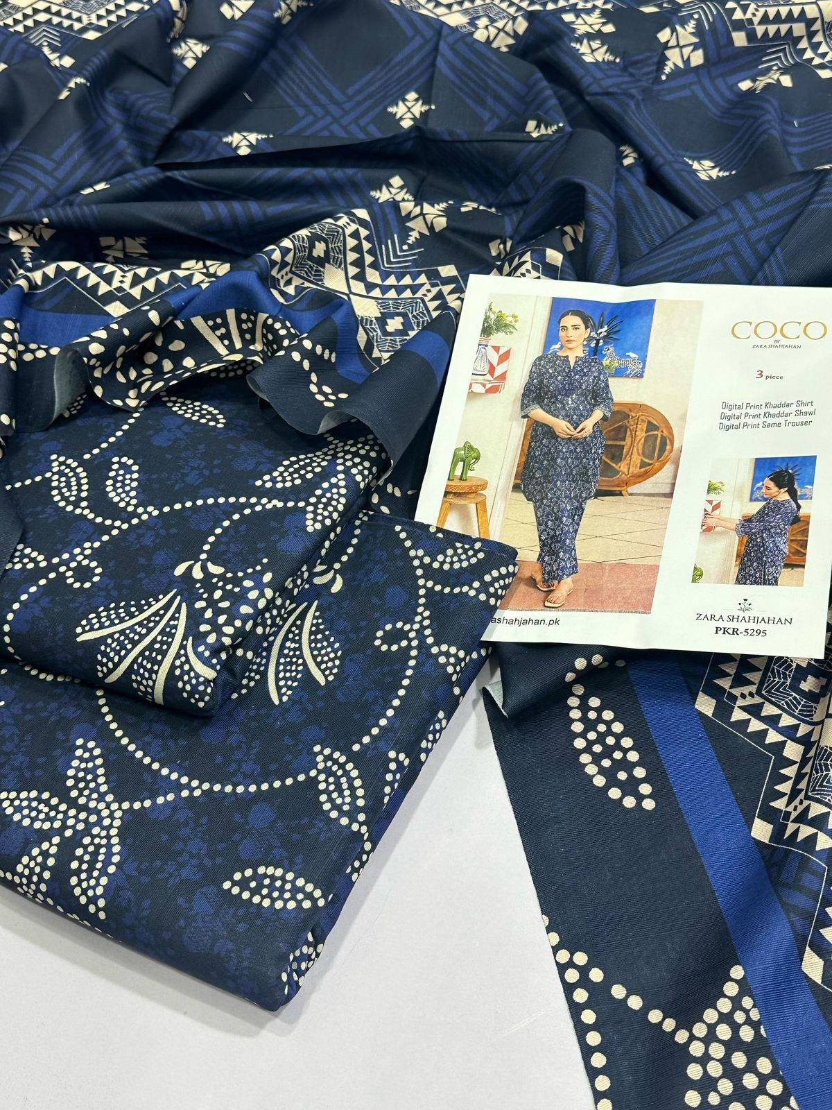 Khaddar Unstitched 3 Piece Suit in Blue Jay Zara Shahjahan Khaddar Unstitched 3 Piece Suit in Blue Jay