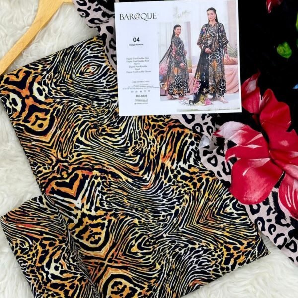 Baroque Khaddar Unstitched 3 Piece Suit in Golden Sand