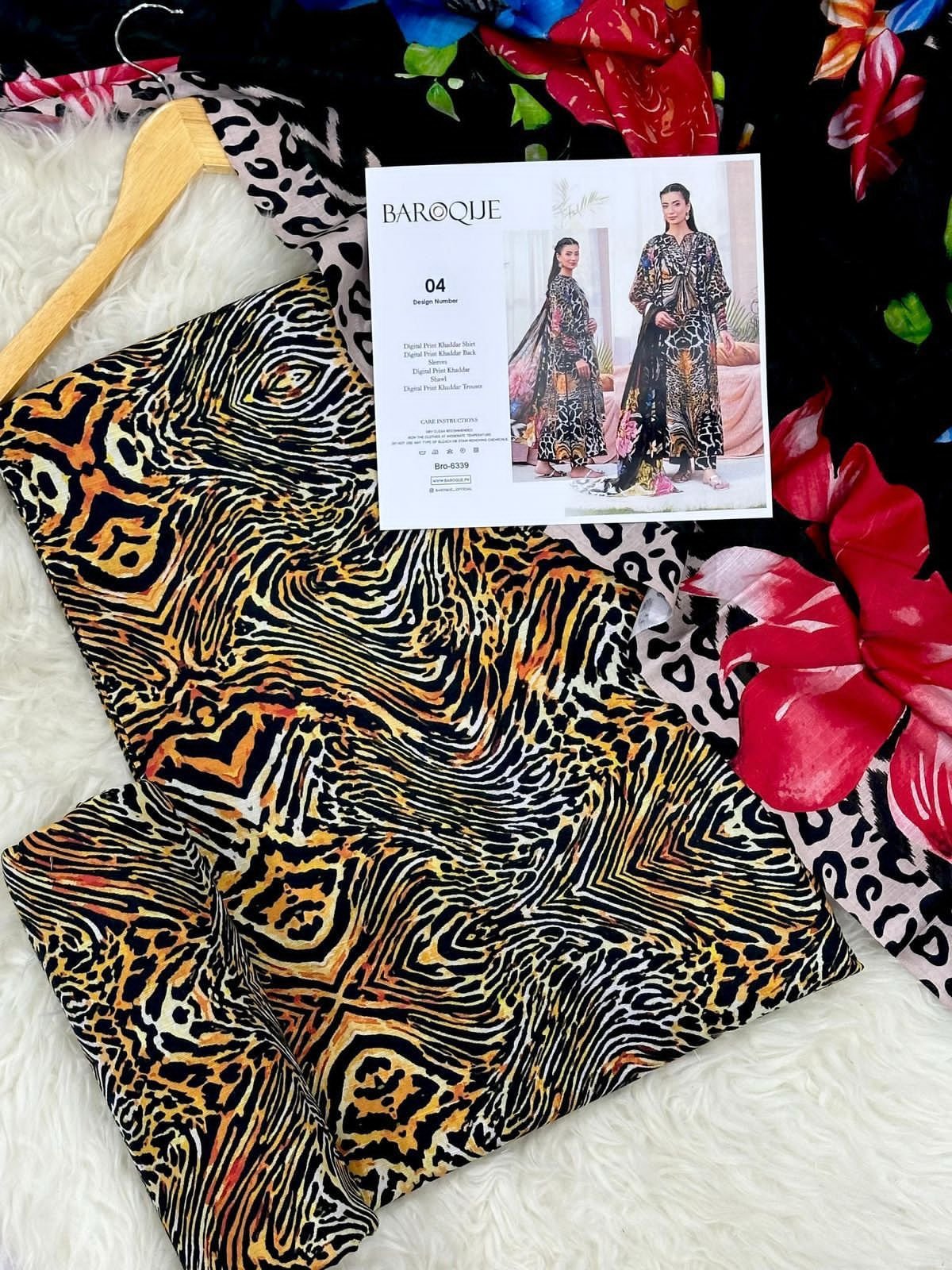 Baroque Khaddar Unstitched 3 Piece Suit in Golden Sand