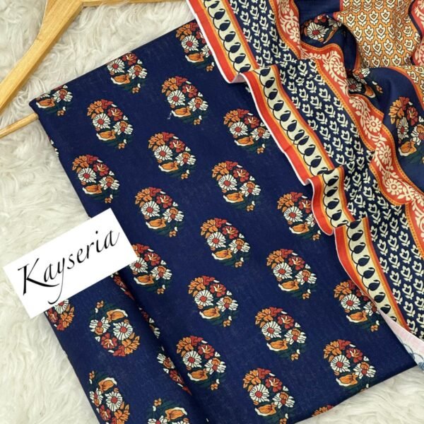 Kayseria Khaddar Unstitched 3 Piece Suit in Blue Zodiac