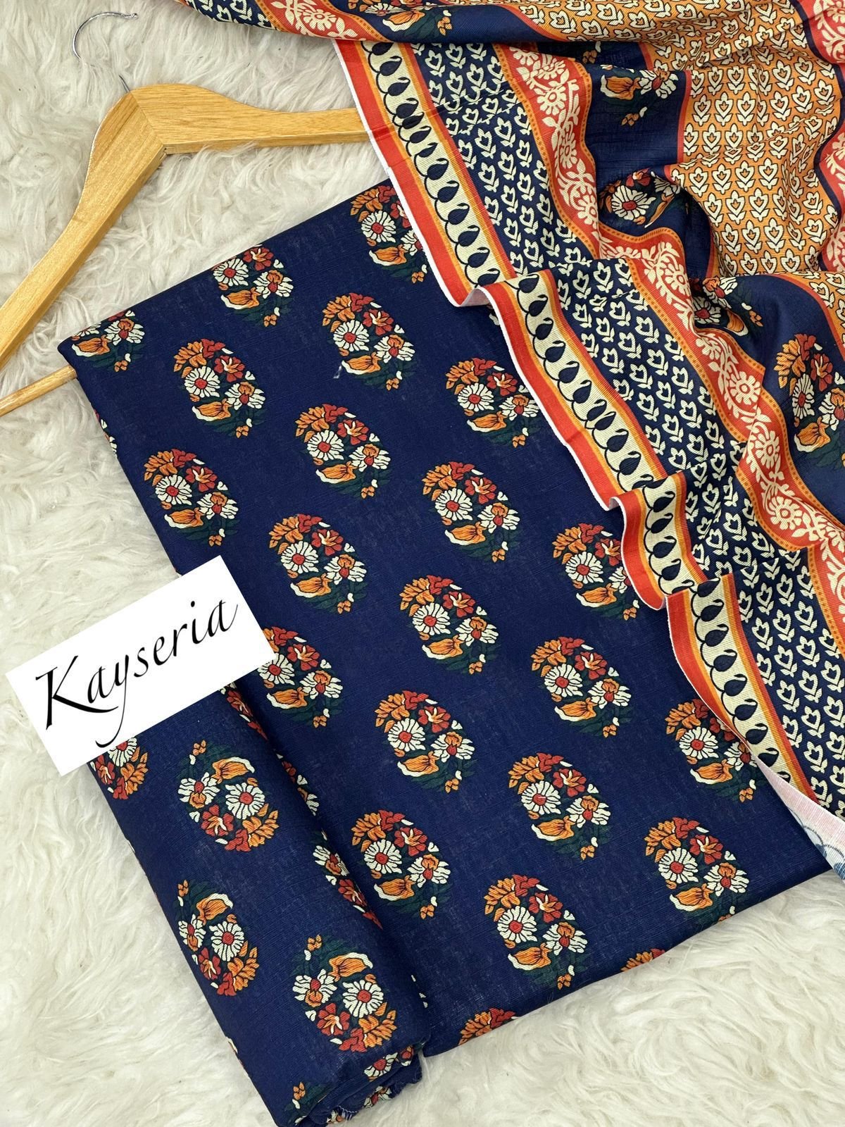Kayseria Khaddar Unstitched 3 Piece Suit in Blue Zodiac