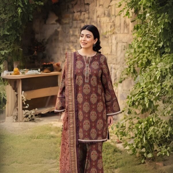model wearing Lawn Suit in Irish Coffee