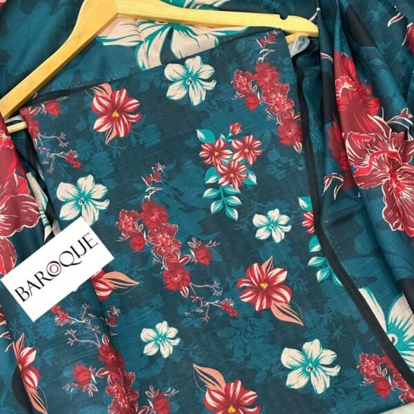 Baroque Khaddar Unstitched 3 Piece Suit in Dark Grey Blue