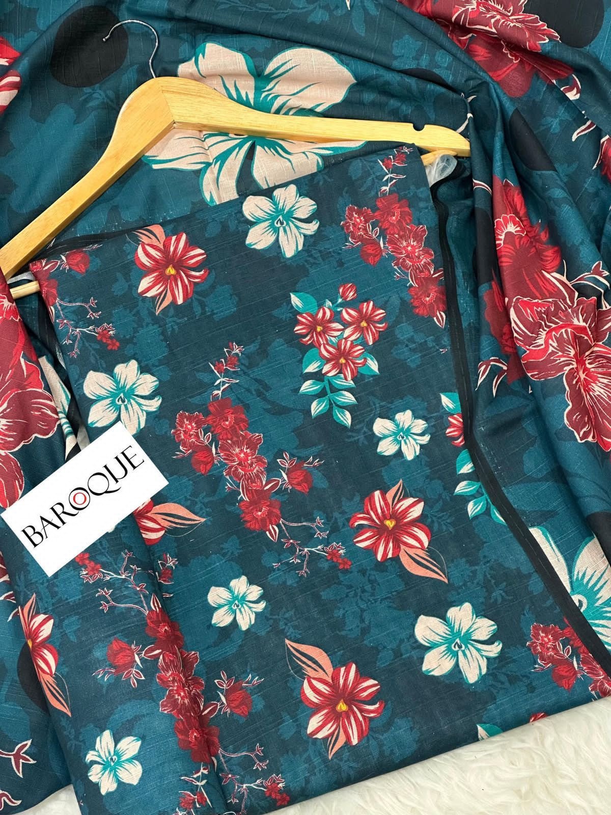 Baroque Khaddar Unstitched 3 Piece Suit in Dark Grey Blue