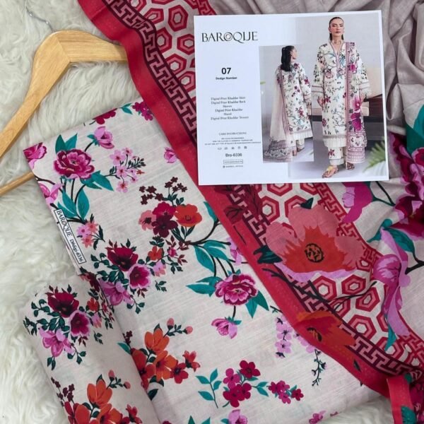 Baroque Khaddar Unstitched 3 Piece Suit in Quill Grey