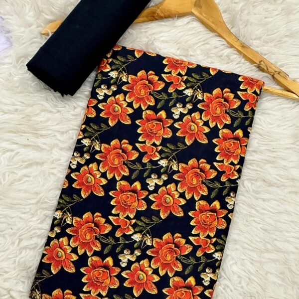 Khaddar Unstitched 2 Piece Suit in Black