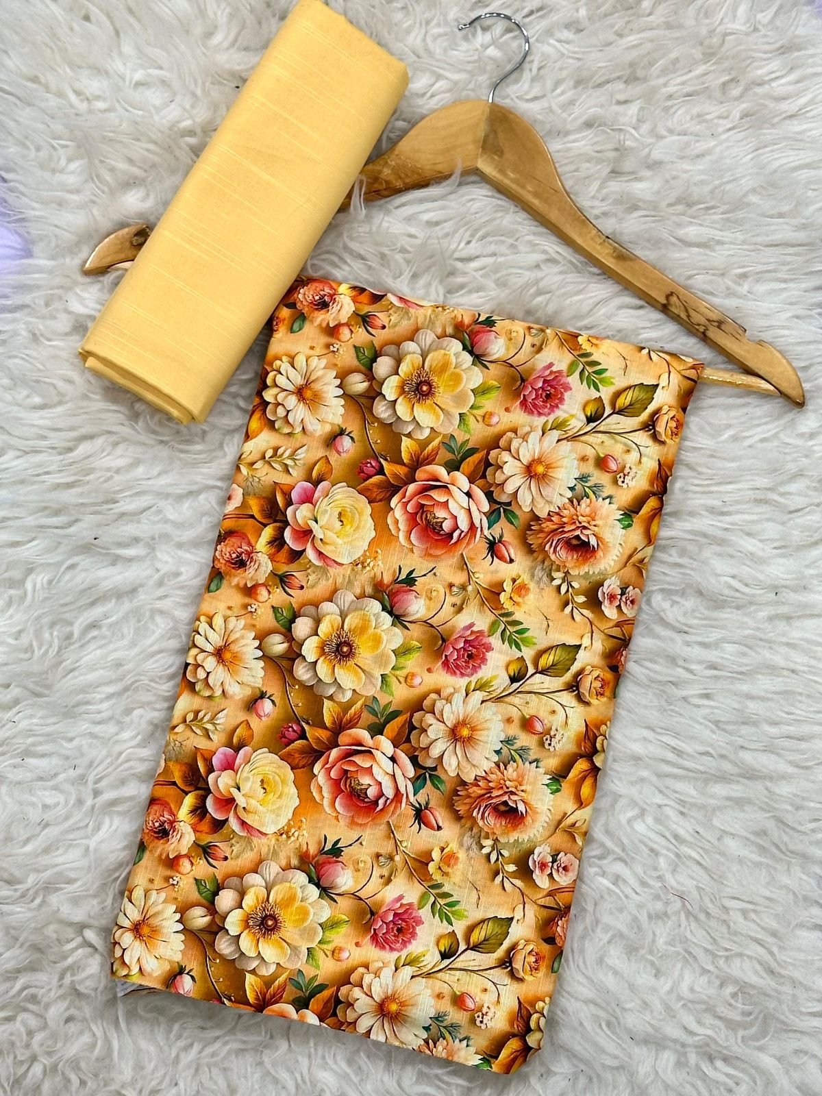 Khaddar Unstitched 2 Piece Suit in Peach Orange